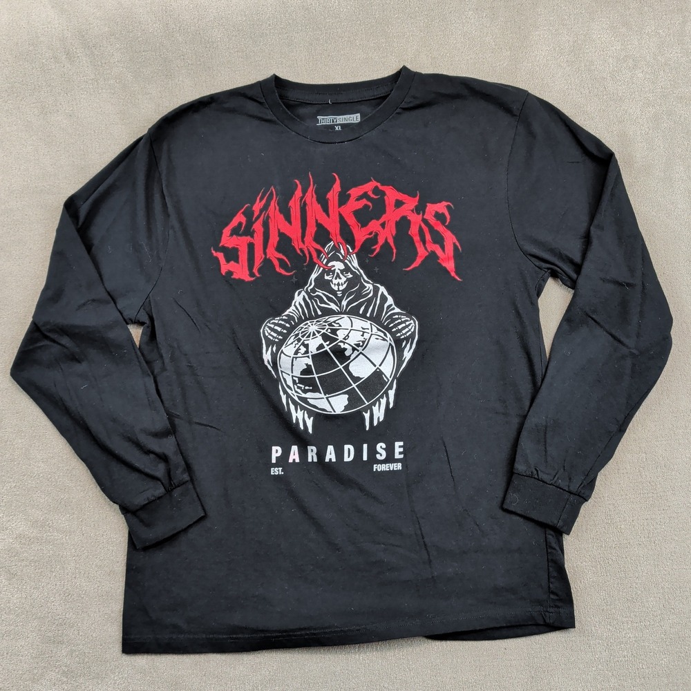 Thirty Single XL Long Sleeve Sinners Paradise Grim Reaper Streetwear Graphic Tee